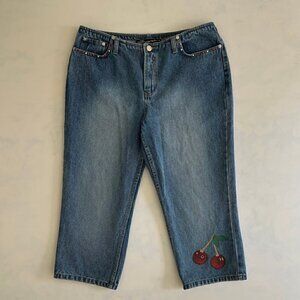 No Boundaries Vintage y2k Rhinestone Studded Cherry Capri Pants